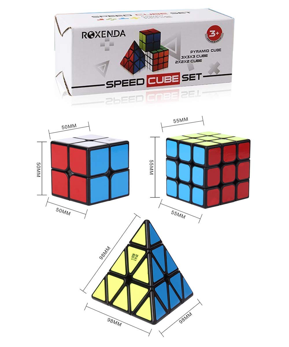 Roxenda Speed Cube Set, Magic Cube Set of 2x2x2 3x3x3 Pyramid